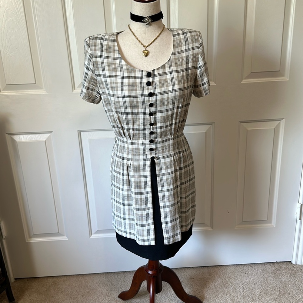 Vintage 90’s | Cute Plaid Office mini Jacket dress | Size: Small